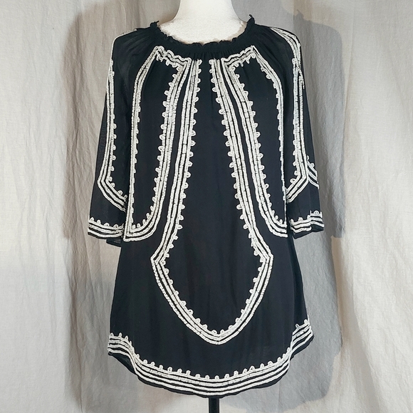 Zara black chiffon beaded boho tunic, M, EUC - Picture 4 of 10